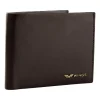 Portfel męski ze skóry bydlęcej Wings, 11 x 13 x 2 cm, RFID, brązowy