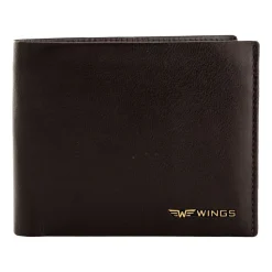 Portfel męski ze skóry bydlęcej Wings, 11 x 13 x 2 cm, RFID, brązowy