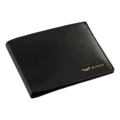 Portfel męski ze skóry bydlęcej Wings, 11 x 13 x 2 cm, RFID, czarny