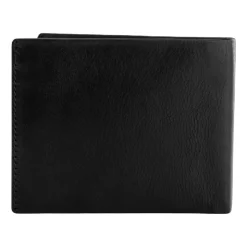 Portfel męski ze skóry bydlęcej Wings, 11 x 13 x 2 cm, RFID, z kieszenią na monety, czarny