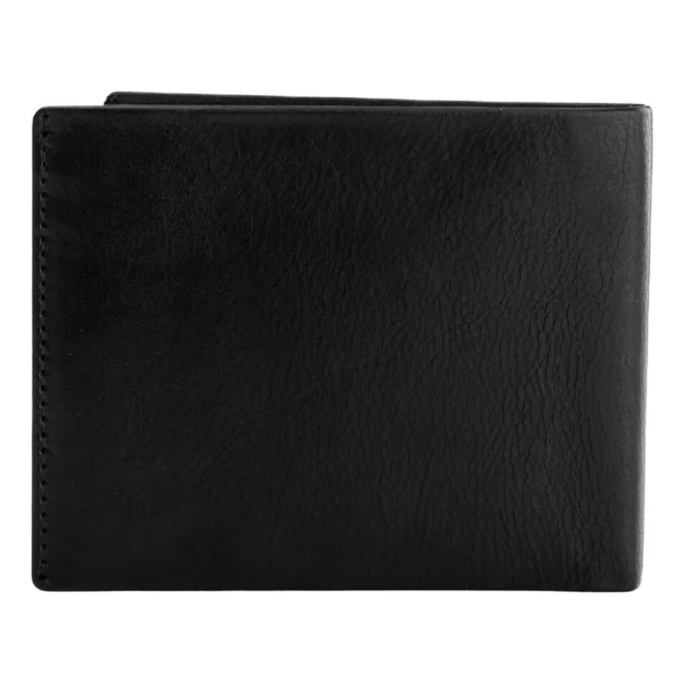 Portfel męski ze skóry bydlęcej Wings, 11 x 13 x 2 cm, RFID, z kieszenią na monety, czarny