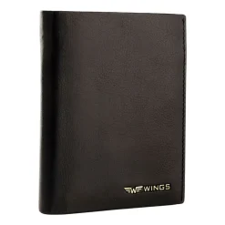 Portfel męski ze skóry bydlęcej Wings, 13 x 10 x 2 cm, RFID, czarny