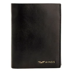 Portfel męski ze skóry bydlęcej Wings, 13 x 10 x 2 cm, RFID, czarny