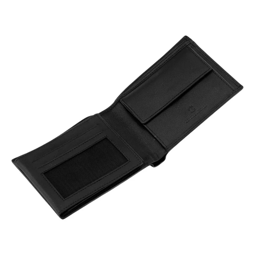 Portfel męski ze skóry koziej Wings, 11 x 13 x 2 cm, RFID, z kieszenią na monety, czarny