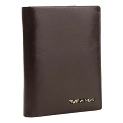 Portfel męski ze skóry koziej Wings, 13 x 10 x 2 cm, RFID, brązowy