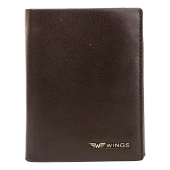 Portfel męski ze skóry koziej Wings, 13 x 10 x 2 cm, RFID, brązowy