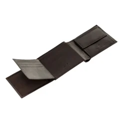 Portfel męski ze skóry koziej Wings, 11 x 13 x 2 cm, RFID, z kieszenią na monety, brązowy