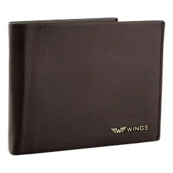Portfel męski ze skóry koziej Wings, 11 x 13 x 2 cm, RFID, brązowy