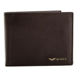 Portfel męski ze skóry koziej Wings, 11 x 13 x 2 cm, RFID, brązowy