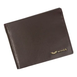 Portfel męski ze skóry koziej Wings, 11 x 13 x 2 cm, RFID, brązowy
