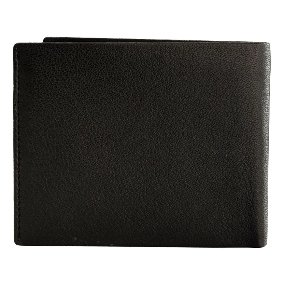 Portfel męski ze skóry koziej Wings, 11 x 13 x 2 cm, RFID, czarny