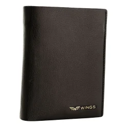 Portfel męski ze skóry koziej Wings, 13 x 10 x 2 cm, RFID, czarny