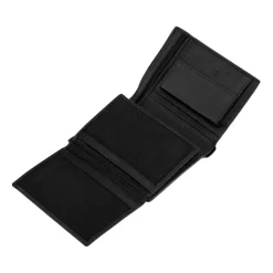 Portfel męski ze skóry koziej Wings, 13 x 10 x 2 cm, RFID, czarny
