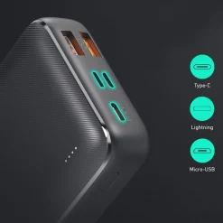 Powerbank Aukey, 20000 mAh, 22,5 W, czarny