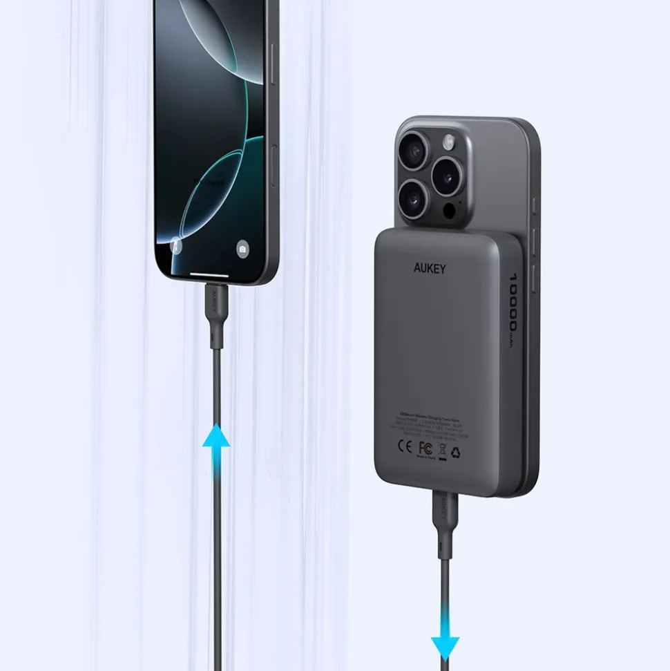 Powerbank Aukey PB-MS04, MagSafe, 10000 mAh, szary