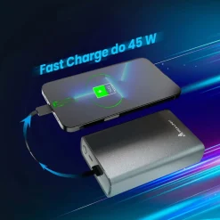 Powerbank Extralink EPB-126, 20000 mAh, 45 W, srebrny