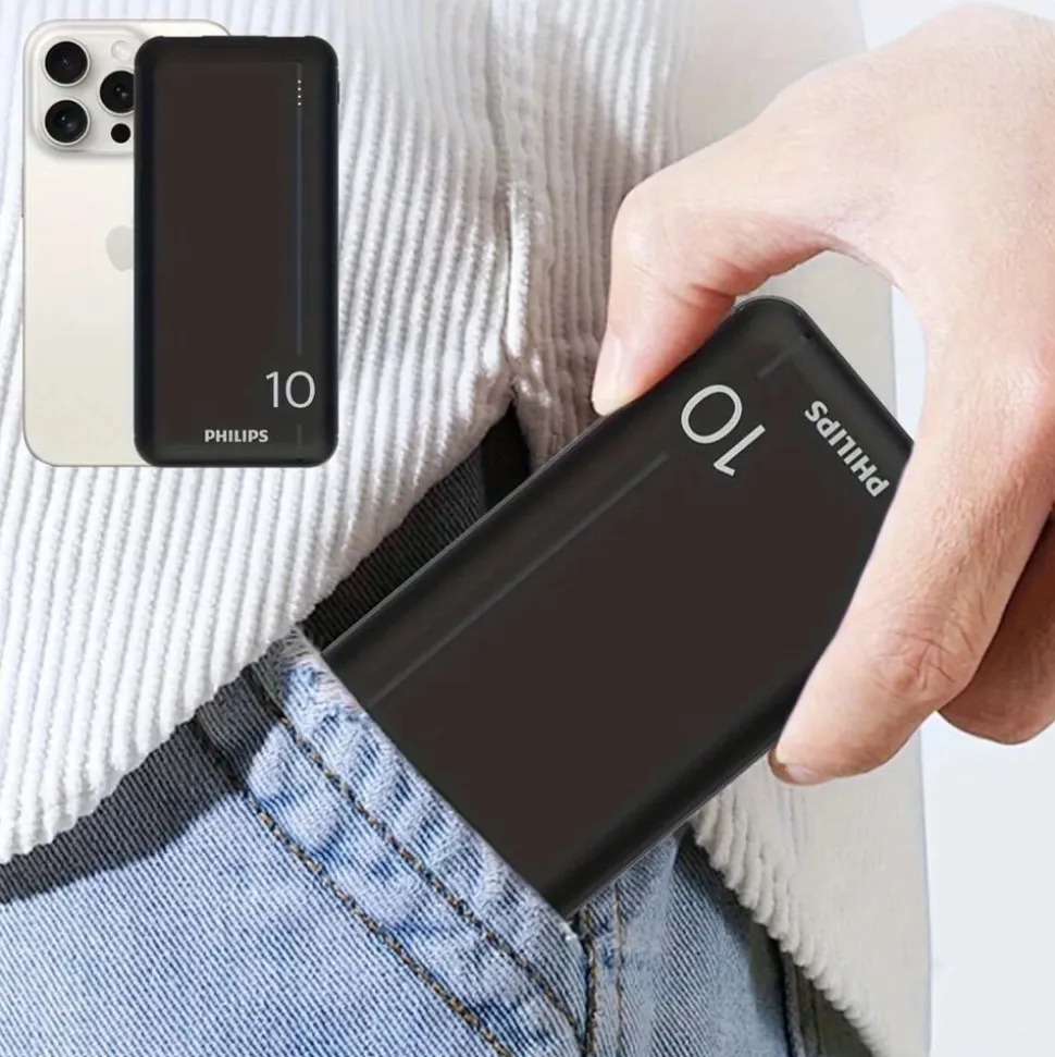 Powerbank Philips DLP1810NB/62, 10000 mAh, 10 W, czarny