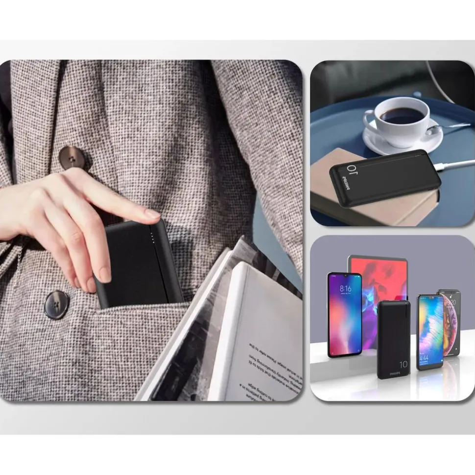 Powerbank Philips DLP1810NB/62, 10000 mAh, 10 W, czarny