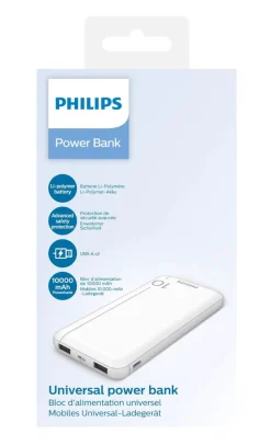 Powerbank Philips DLP1810NW/62, 10000 mAh, 10 W, biały
