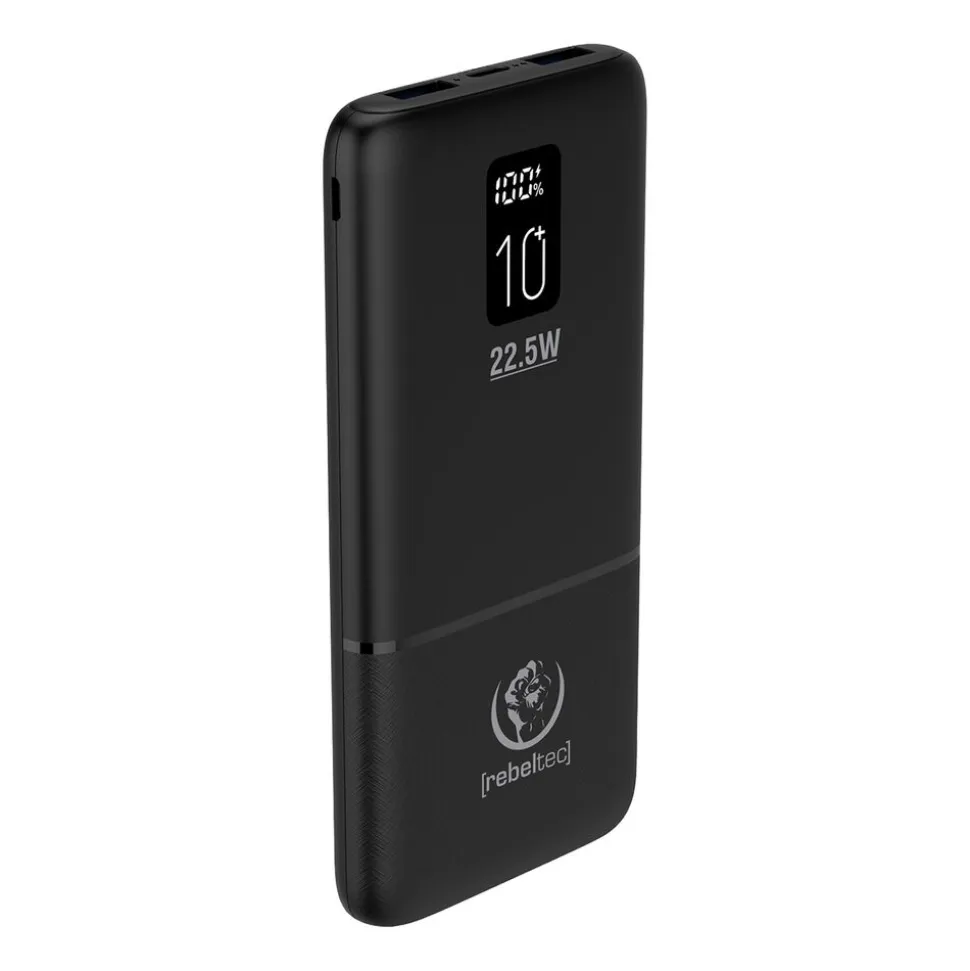 Powerbank Rebeltec P10 LCDPD, 10000 mAh, 22,5 W, czarny