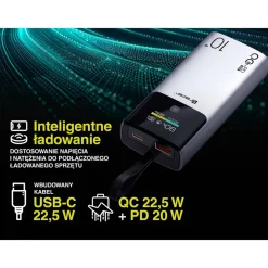 Powerbank Tracer Comet, 10000 mAh, 20 W, czarno-stalowy