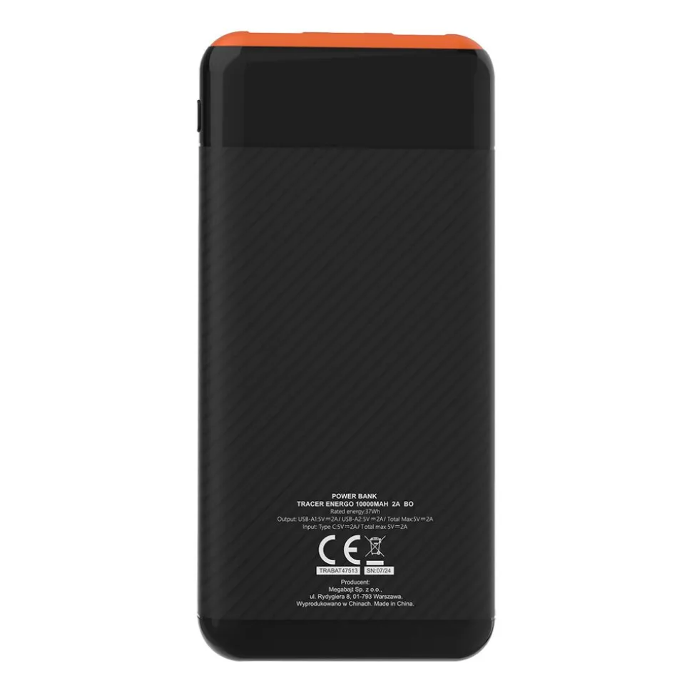 Powerbank Tracer EnerGo, 10000 mAh, czarno-pomarańczowy