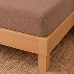 Prześcieradło frotte z gumką 140 x 200 cm Pation Home Luneo, ciemnobeżowe