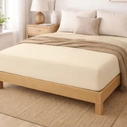 Prześcieradło z gumką 160 x 200 cm Pation Home Nexa, ecru
