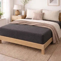 Prześcieradło z gumką 180 x 200 cm Pation Home Nexa, grafitowe