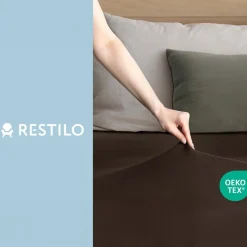 Prześcieradło z gumką 80-90 x 200 cm Restilo Amber, czekoladowe