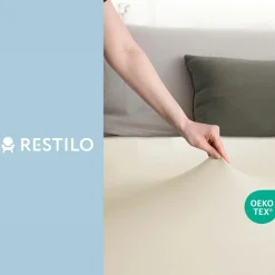Prześcieradło z gumką 80-90 x 200 cm Restilo Amber, beżowe