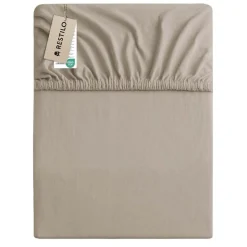 Prześcieradło z gumką 80-90 x 200 cm Restilo Amber, cappuccino