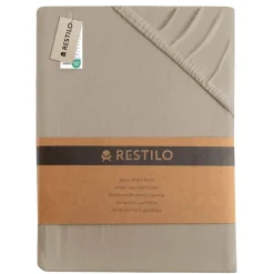 Prześcieradło z gumką 80-90 x 200 cm Restilo Amber, cappuccino