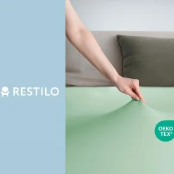 Prześcieradło z gumką 80-90 x 200 cm Restilo Amber, miętowe