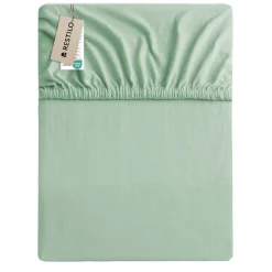 Prześcieradło z gumką 80-90 x 200 cm Restilo Amber, miętowe