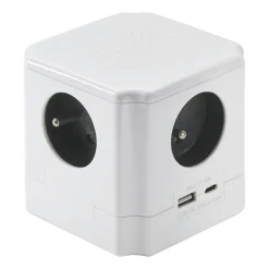 Przedłużacz kostka Hykker, 4 gniazda, USB-A, USB-C, biały