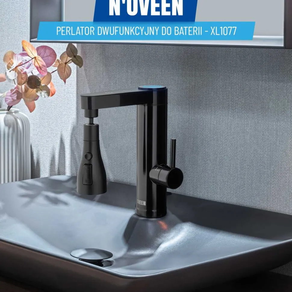 Przedłużka do baterii dwufunkcyjna Noveen XL1077, czarna