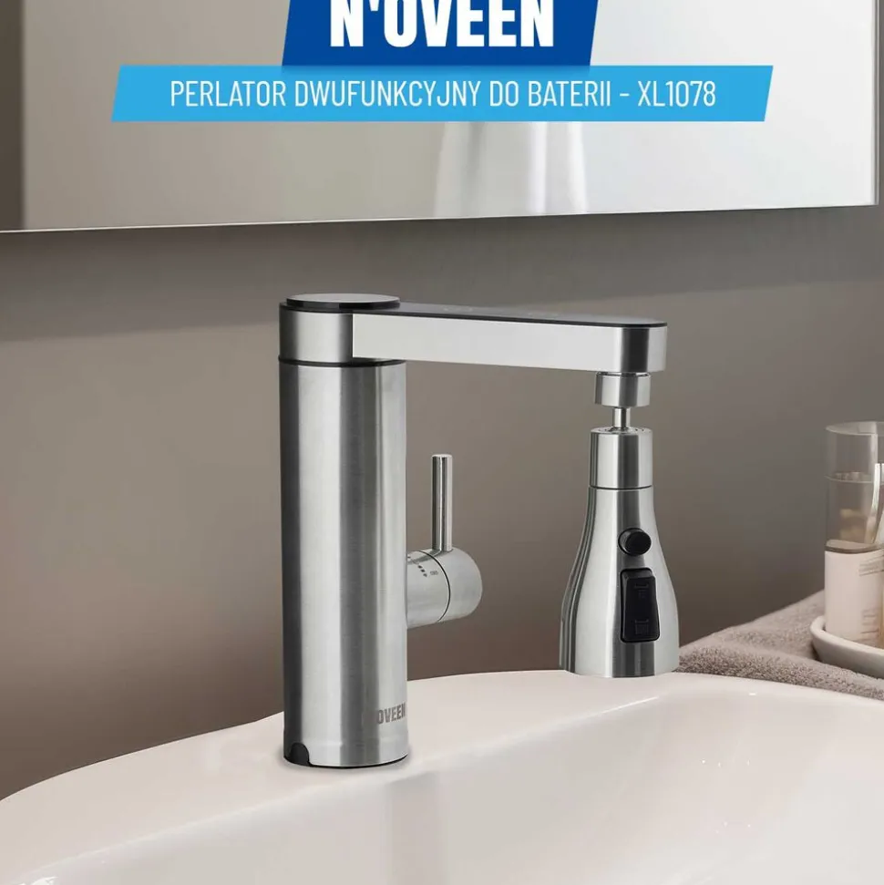 Przedłużka do baterii dwufunkcyjna Noveen XL1078, srebrna