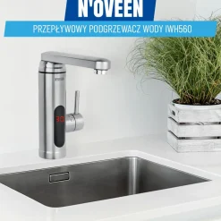 Przepływowy podgrzewacz wody Noveen IWH560 Inox, LED, 2 – 2,5 l/min