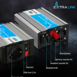Przetwornica Extralink OPIM-600W, 600 W, modyfikowany sinus, moc szczytowa 1200 W