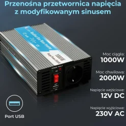 Przetwornica Extralink OPIM-1000W, 1000 W, modyfikowany sinus, moc szczytowa 2000 W