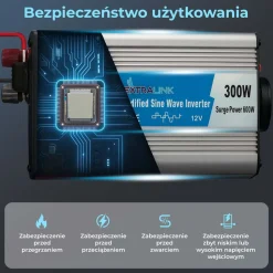 Przetwornica Extralink OPIM-300W, 300 W, modyfikowany sinus, moc szczytowa 600 W