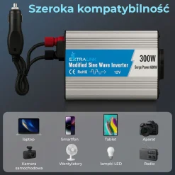Przetwornica Extralink OPIM-300W, 300 W, modyfikowany sinus, moc szczytowa 600 W