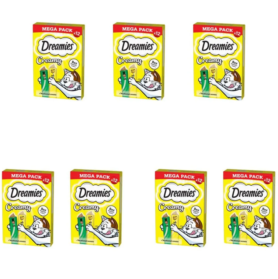 Przysmak dla kotów Dreamies Creamy Mega Pack, kocimiętka, ser, 84 x 10 g