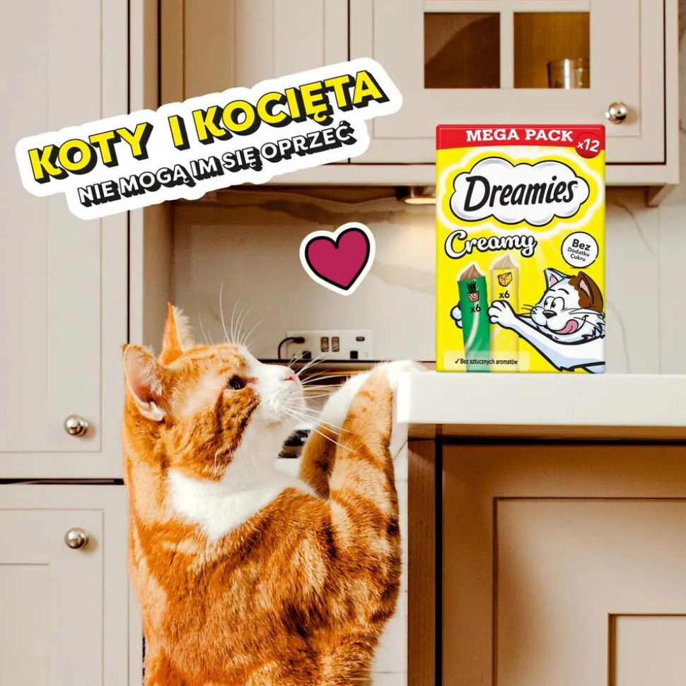 Przysmak dla kotów Dreamies Creamy Mega Pack, kocimiętka, ser, 84 x 10 g