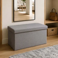 Puf ze schowkiem Smukee Home, 76 x 38 x 38 cm, szary