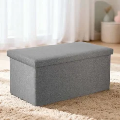 Puf ze schowkiem Smukee Home, 76 x 38 x 38 cm, szary