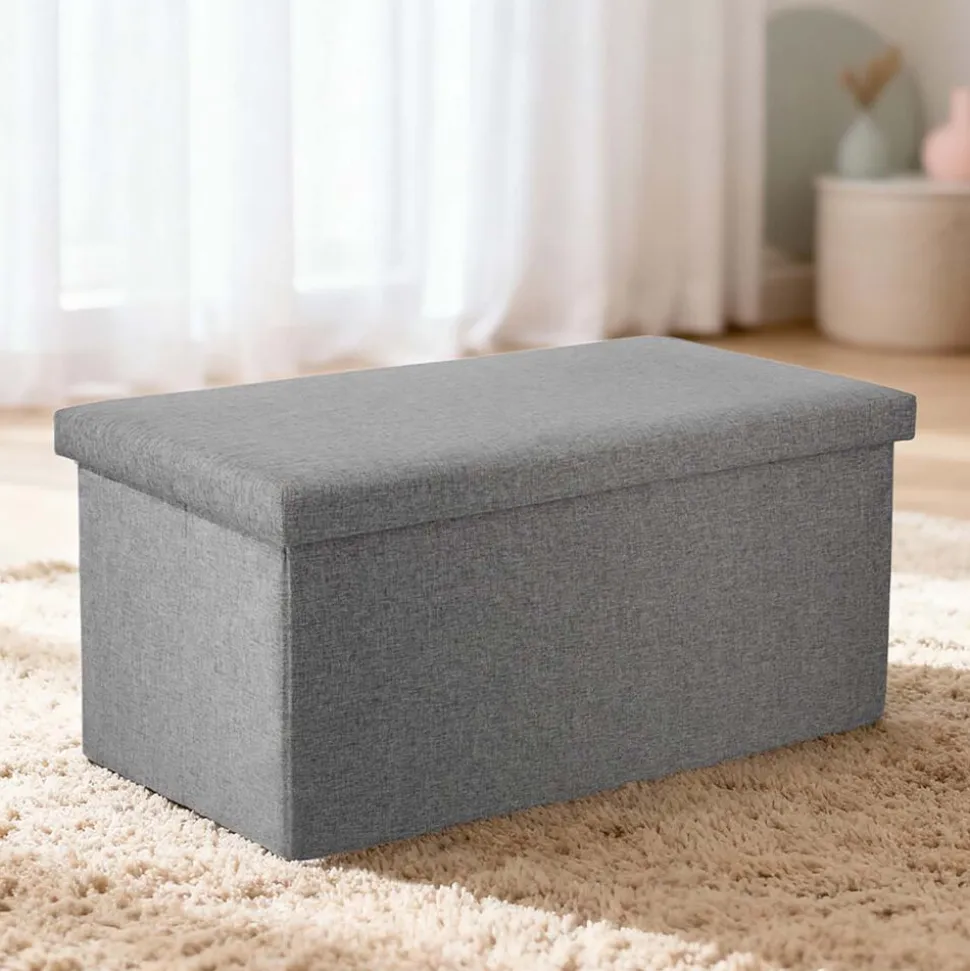 Puf ze schowkiem Smukee Home, 76 x 38 x 38 cm, szary