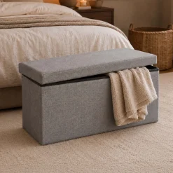 Puf ze schowkiem Smukee Home, 76 x 38 x 38 cm, szary