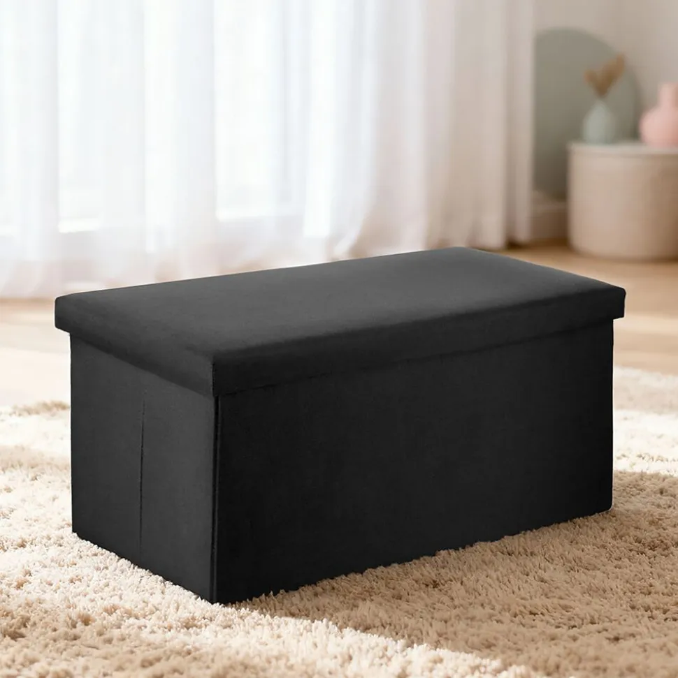 Puf ze schowkiem Smukee Home, 76 x 38 x 38 cm, czarny